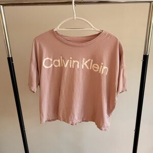 Calvin Klein Oversized Cropped Logo T-shirt 100% Cotton Size Large